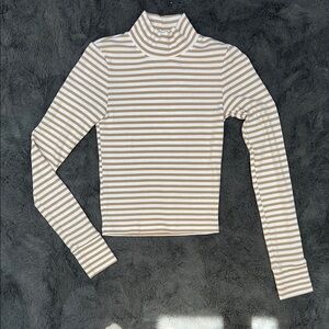 Striped Turtleneck crop Long Sleeve Top